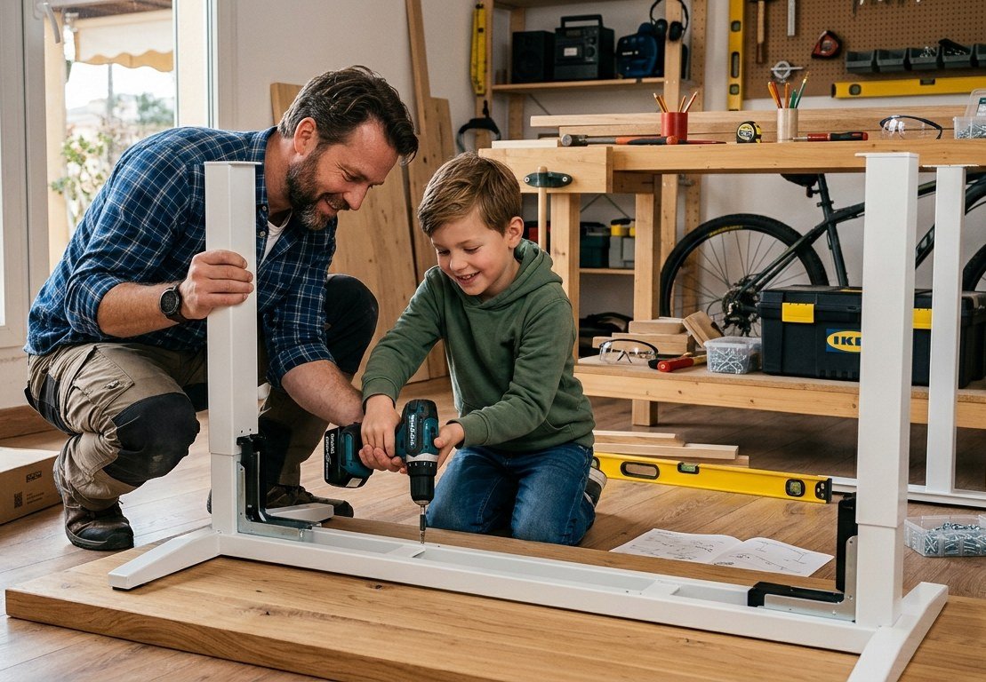 HANDLEIDING: Hoe Zelf Een Zit-Sta Bureau Maken? zit sta bureau aan het bouwen